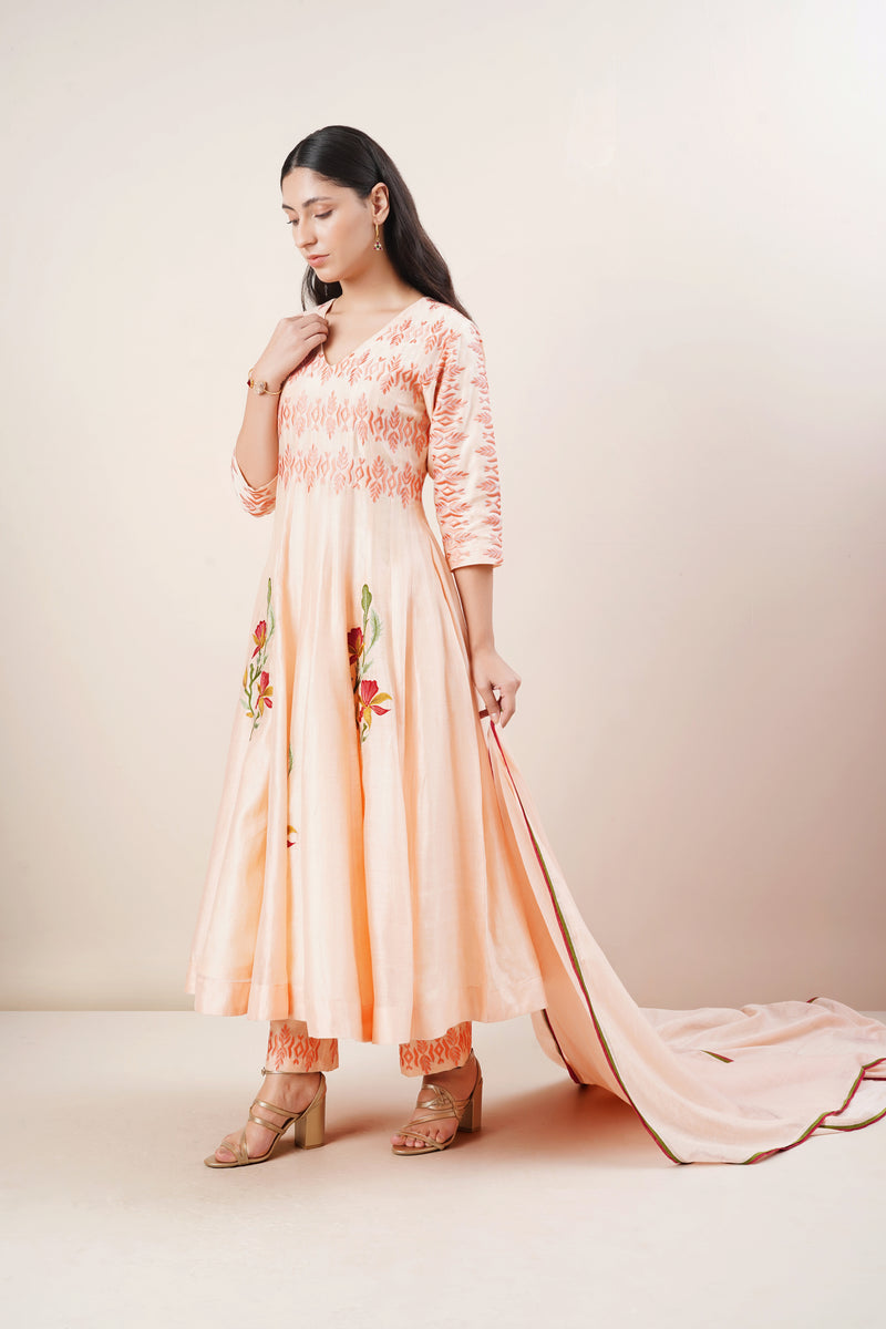 Peach Anarkali Set