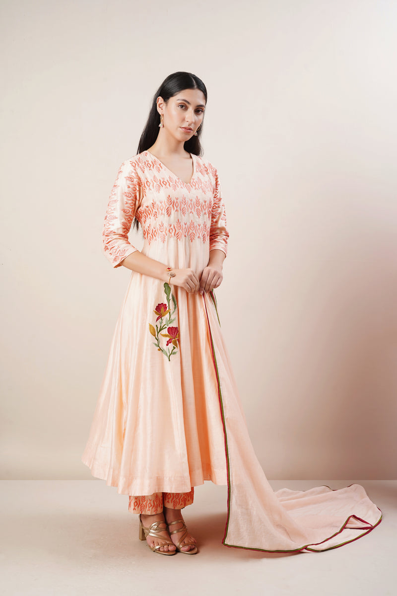 Peach Anarkali Set