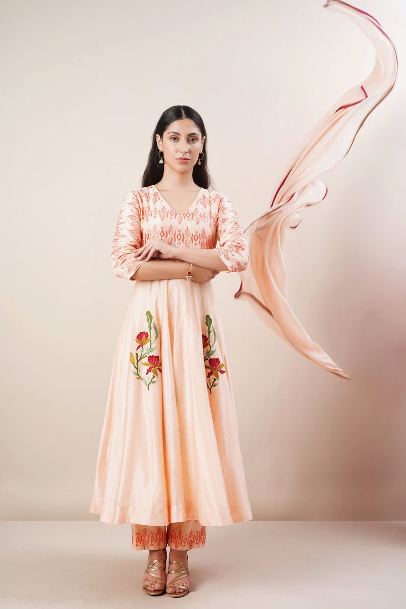 Peach Anarkali Set