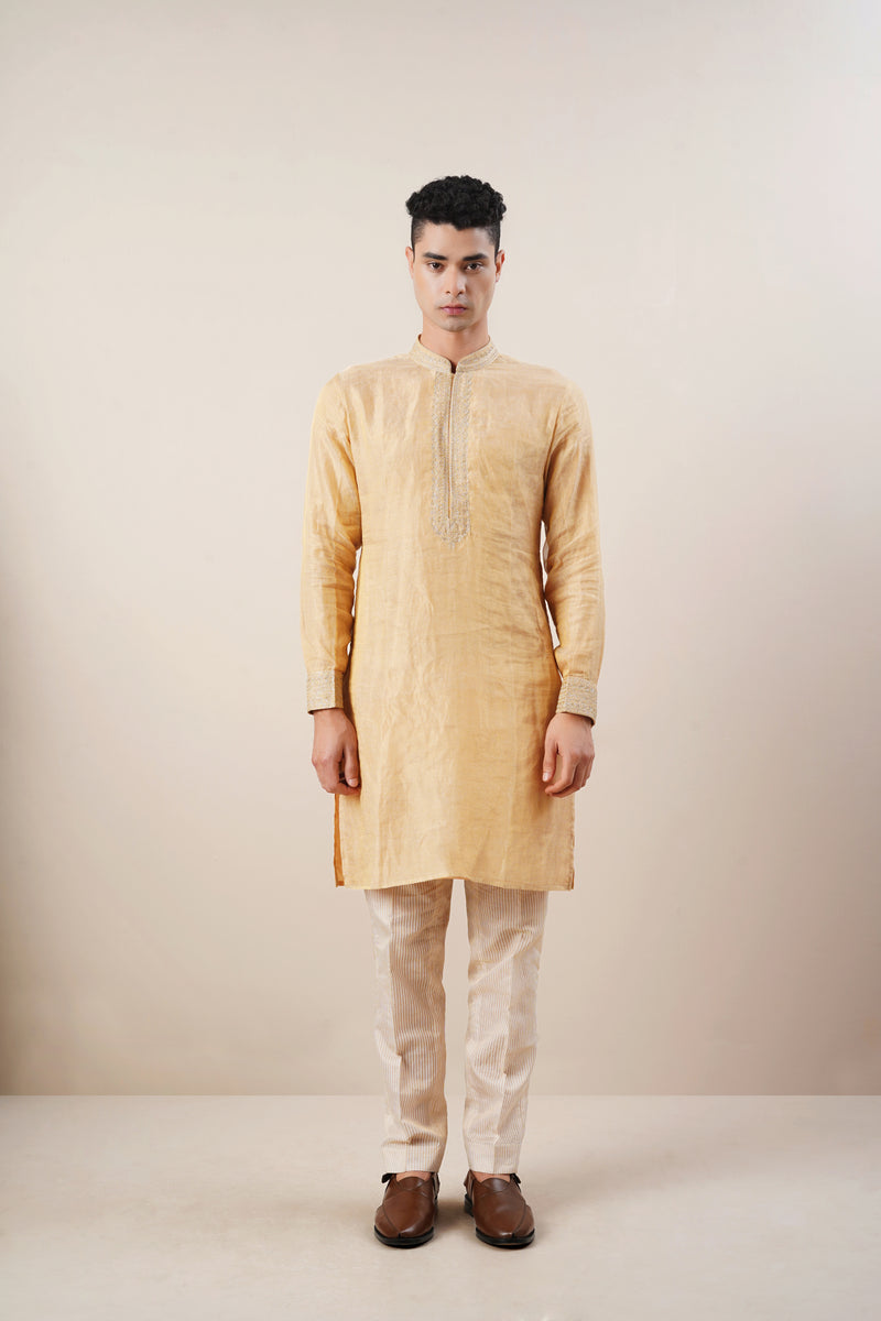 Tissue Mens Kurta Set in Chanderi