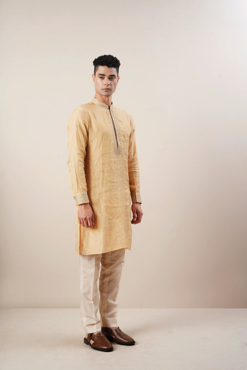 Tissue Mens Kurta Set in Chanderi