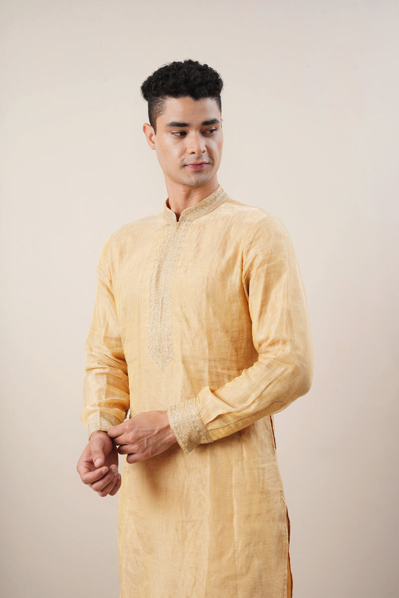 Tissue Mens Kurta Set in Chanderi